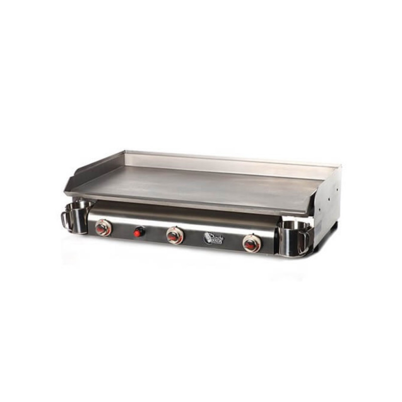 PLANCHA GAZ 3 FEUX TRIO TOUT INOX